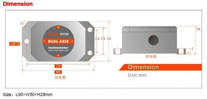 HCA526T ηλεκτρονικό Inclinometer παραγωγής υψηλής ακρίβειας σταθερό
