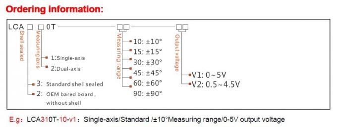 LCA310 ηλεκτρονικό ενιαίο πυροβοληθε'ν Inclinometer χαμηλότερου κόστους με την τυποποιημένη παραγωγή 0~5V το /0.5 ~4.5V